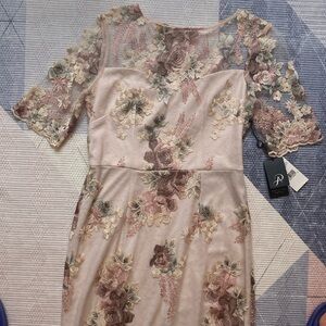 Long, floral embroidered dress in size 4